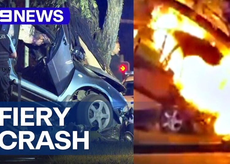 Car Bursts Into Flames After Crashing Into Tree 9 News Australia Dutchiee Cars Daily Car News 4227