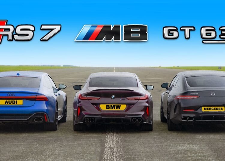 New RS7 Performance v BMW M8 v AMG GT63: DRAG RACE